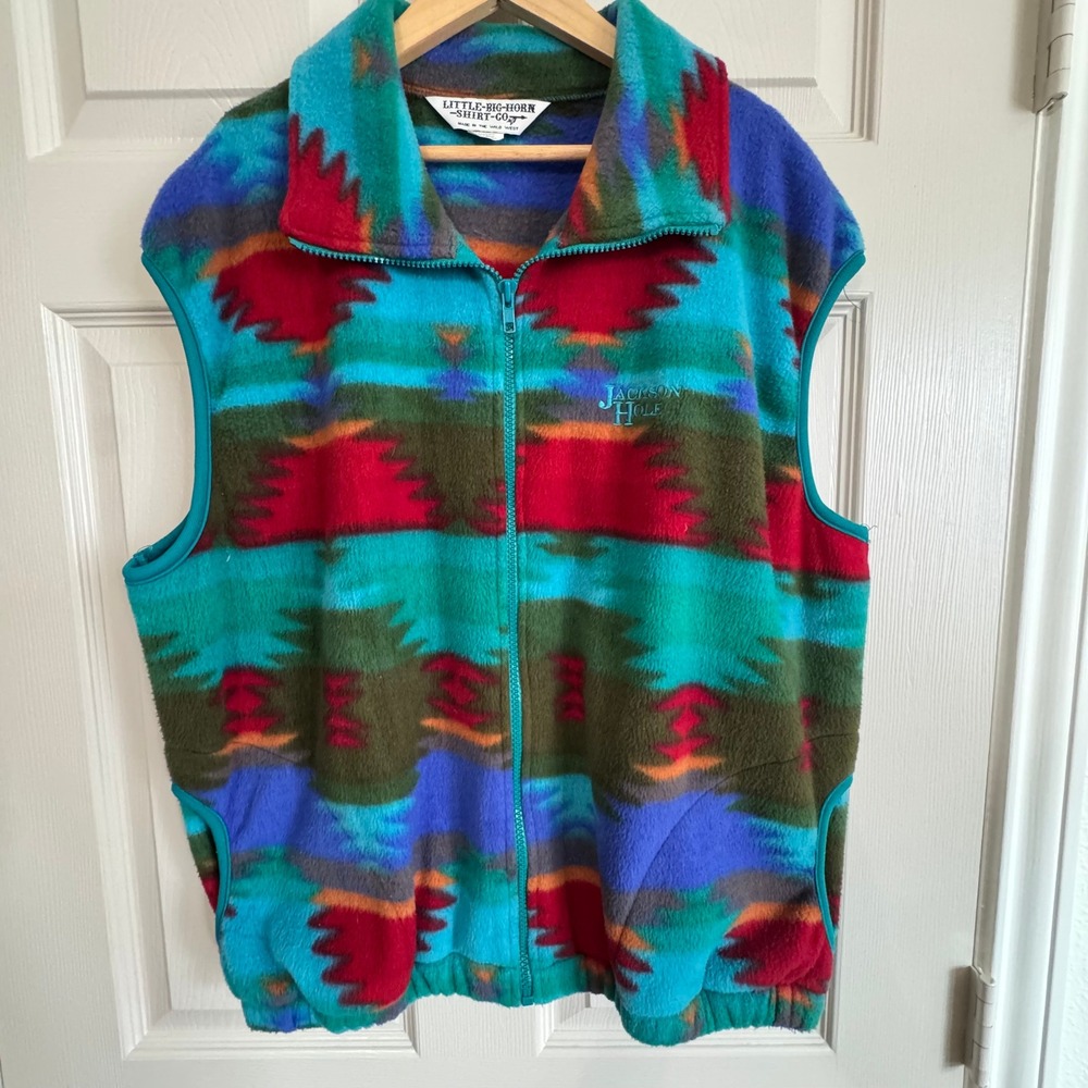 Little-Big-Horn Shirt-Co Jackson Hole Fleece Vest Large Southwestern Geometric